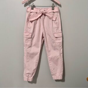 George Pink Cotton Cargo Jogger Pants with Paperbag Tie Waist 4T